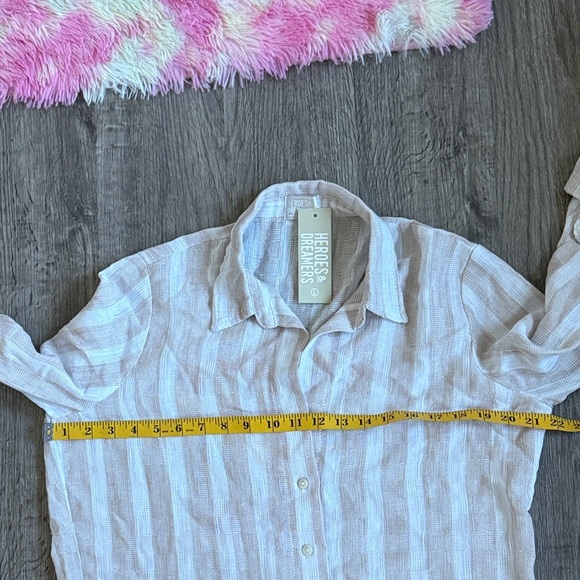 Dreamers Light Brown and White Striped Button Down Shirt - Picture 6 of 9